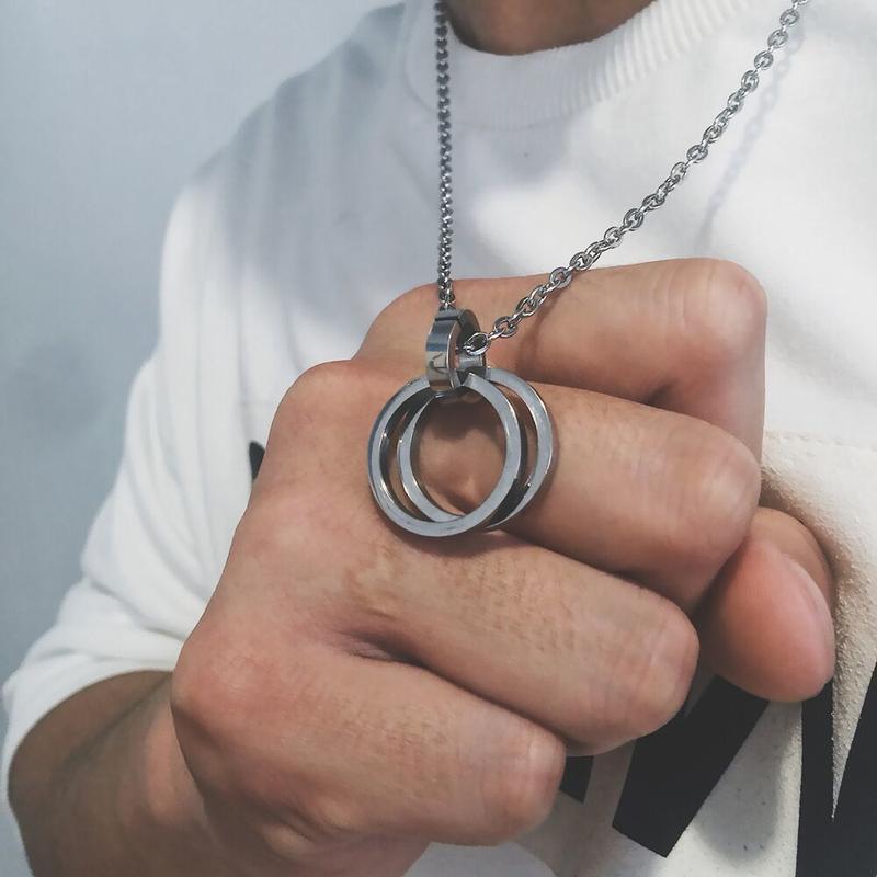 Product Introduction of Minority Fashion Ring Necklace Men's Ins Necklace Extended Sweater Chain Necklace Sweater Chain Long 15