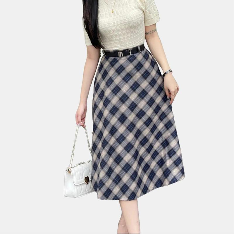 Chân váy dạ xòe kẻ caro Eva Lover dài siêu hách dáng ép mềm cao cấp  Women Nữ