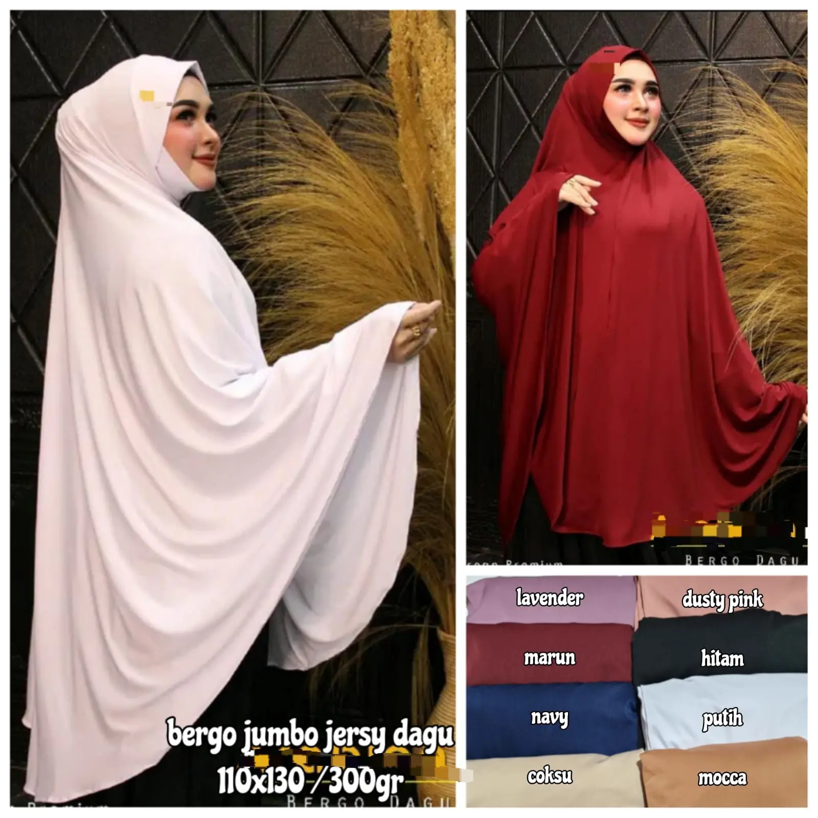 BERGO JUMBO JERSY XXXL 110X130 /KERUDUNG BERGO JUMBO DAGU JERSY