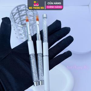 Cọ Ombre Cán Đá Sang Chảnh - Chuyên Dụng Làm Nail, Đầu Dẹt Lông Thưa, Cán Đá Quý, Thiết Kế Đẹp, Tiện Dụng
