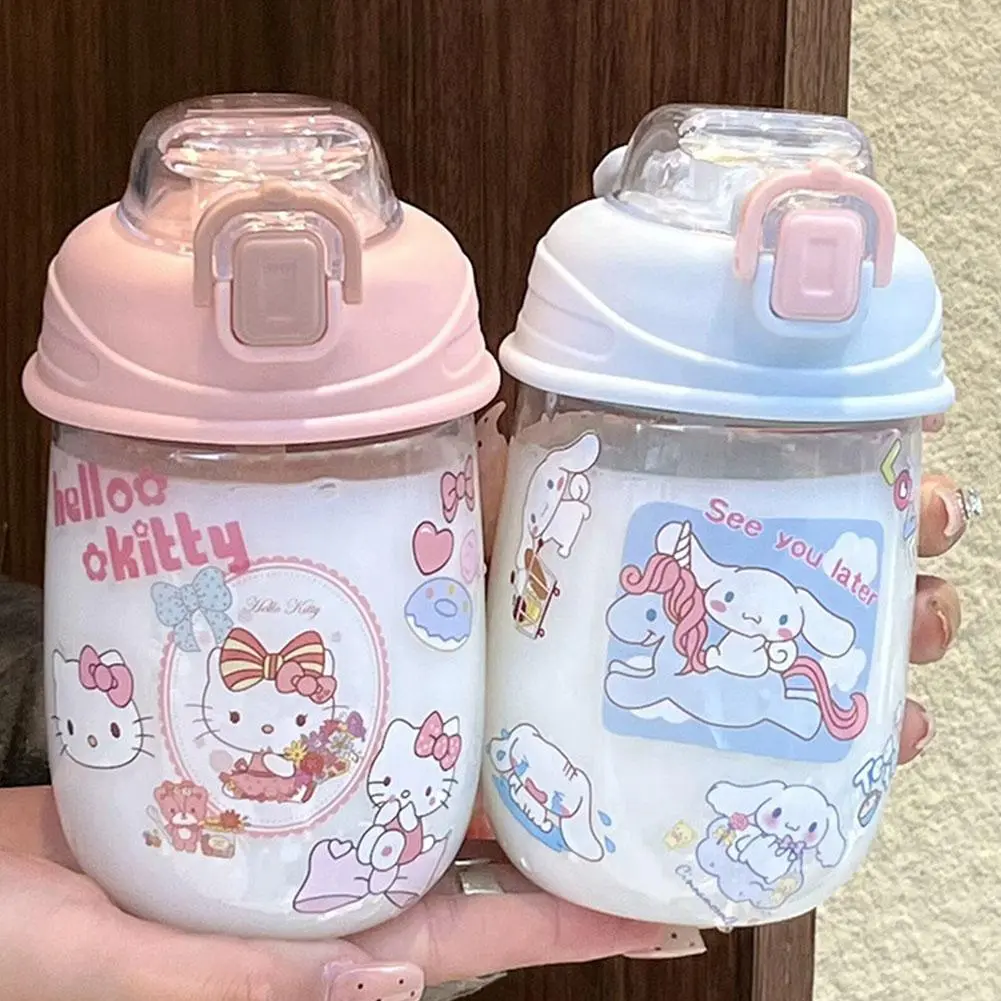500ml Cute Water Bottle Summer Portable Large Capacity Kettle Plastic Drinking Straw Cup Outdoor Sports