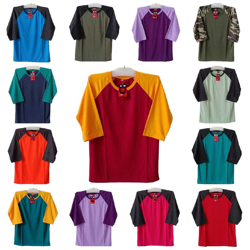 kaos polos reglan pria wanita (unisex) lengan 3/4 uk M L XL XXL Nyaman Tebal Oblong Santai Baju Dewasa Seragam Katun Atasan 4