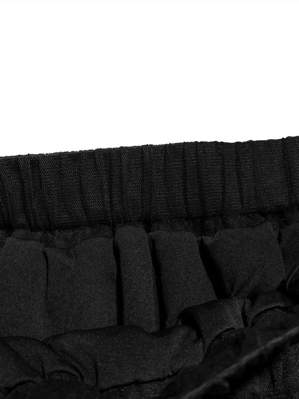 [Plus Size] Solid Tiered Layer Ruffle Trim Tulle Skirt, Elegant High Waist A Line Skirt for Party Holiday Wedding Guest, Women's Clothes for Spring & Fall 8