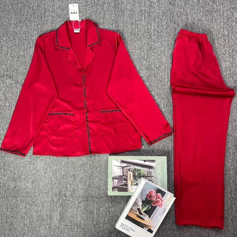 Đồ Bộ Pijama Lụa LaTin Tơ Tằm Viền Sóng Ánh Kim Thiết Kế Nữ  (Có Túi 40kg-58kg) 2