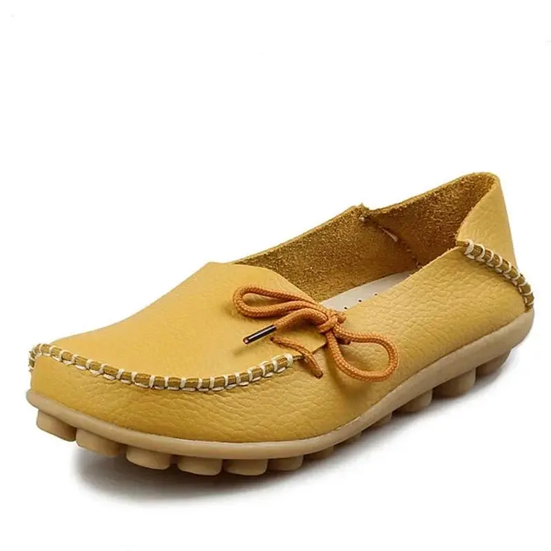 Casual women's single shoes with leather flat bottom, nurse tie, low cut, comfortable, plus size, fashionable women's shoes