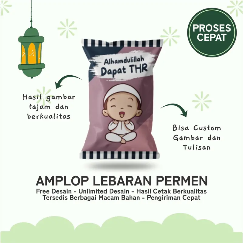 (ISI 100 PCS) Amplop THR Lebaran Idul fitri Bentuk Permen / Amplop Lebaran 2025 8