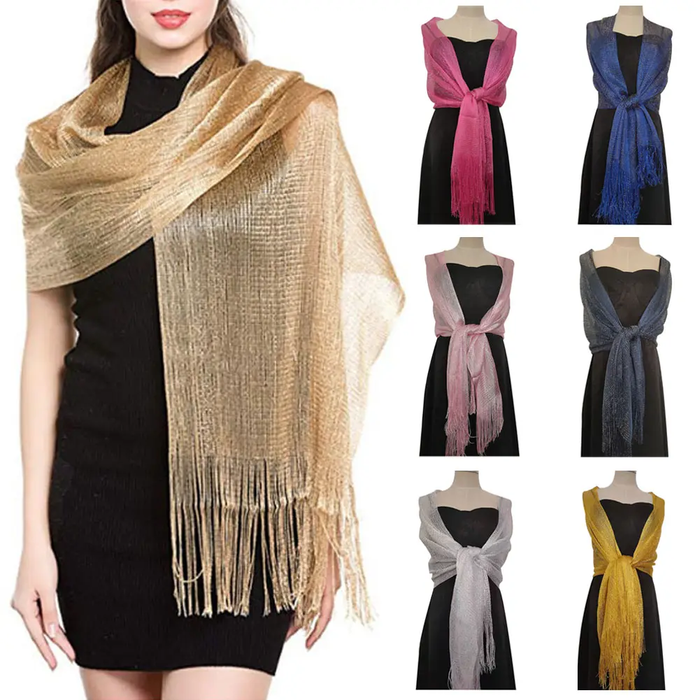 Women Elegant Evening Dresses Shawls Wire Tassels Female Party Wedding Accessories Scarf #397327