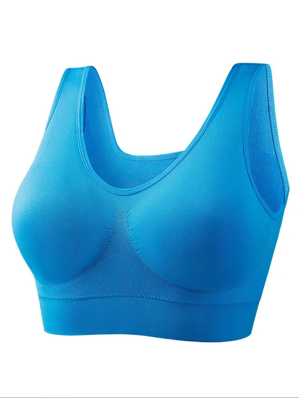 【Plus Size】 Solid Wireless Bra, Comfortable Breathable Bra, Women's Plus Size Underwear for All Seasons 5