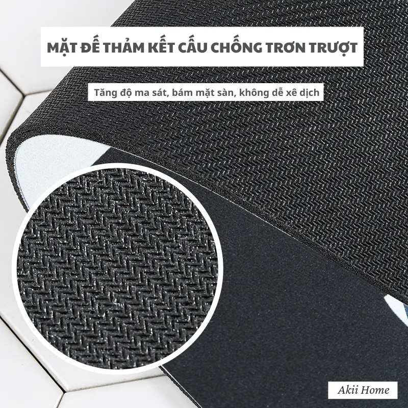 Thảm lau chân silicon 5D thấm hút nước, mặt đế cao su chống trơn trượt 40x60cm Akii Home T25 4