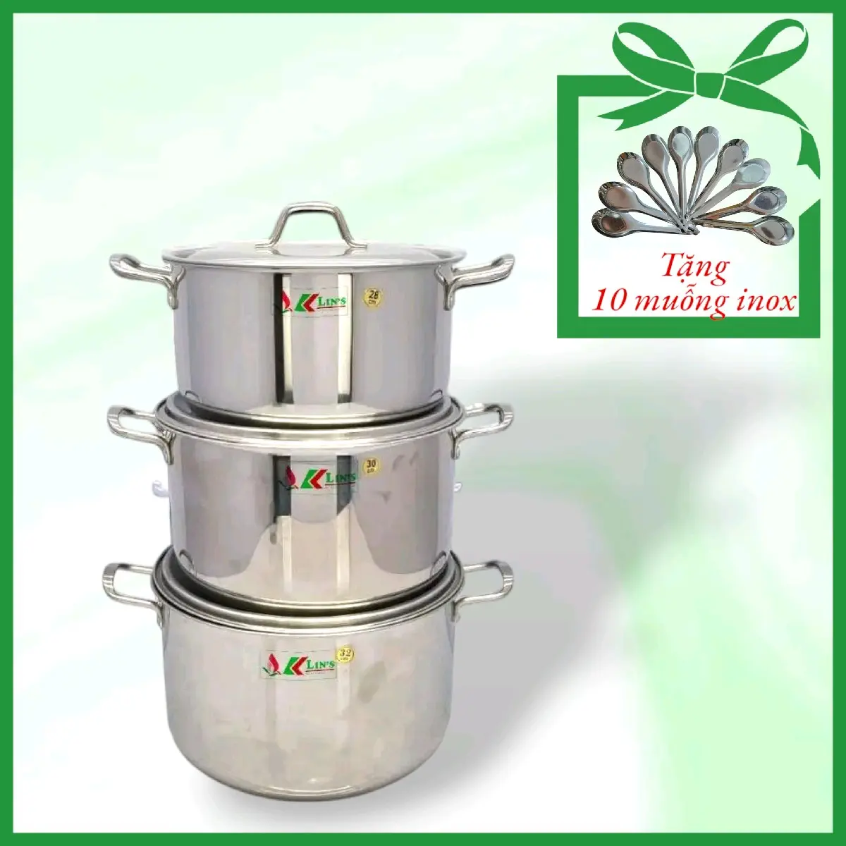 BỘ 3 NỒI INOX 1 ĐÁY KLINS CAO CẤP (28-30-32CM)