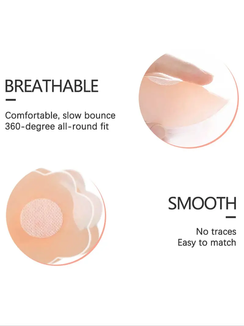 Product Introduction of Women's 1 Pair Solid Color Invisible Nipple Cover, Silicone Nipple Cover Daily Wear, Underwear Accessories Four Seasons 5