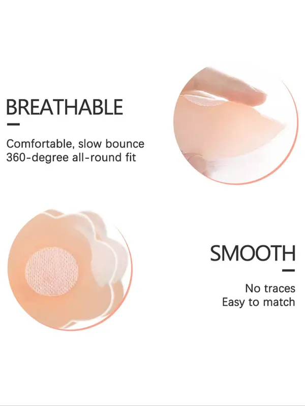 Women's 1 Pair Solid Color Invisible Nipple Cover, Silicone Nipple Cover Daily Wear, Underwear Accessories Four Seasons 4