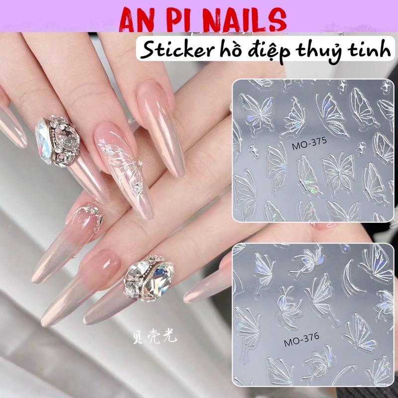  Sticker hồ điệp thuỷ tinh 3D MOSR hình dán nail An Pi Nails 