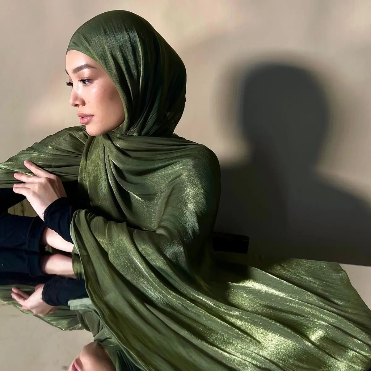 Solid Color Headscarf Silk Scarf Thin Large Shawl Travel Sun Protection Linen Plain Island Silk Scarf Versatile