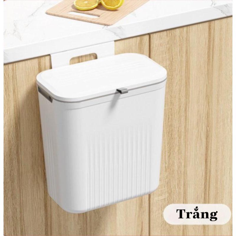 Thùng rác treo tủ bếp,treo tường đa năng - thùng 12L nhà tắm dán tường, có nắp đậy thông minh 4