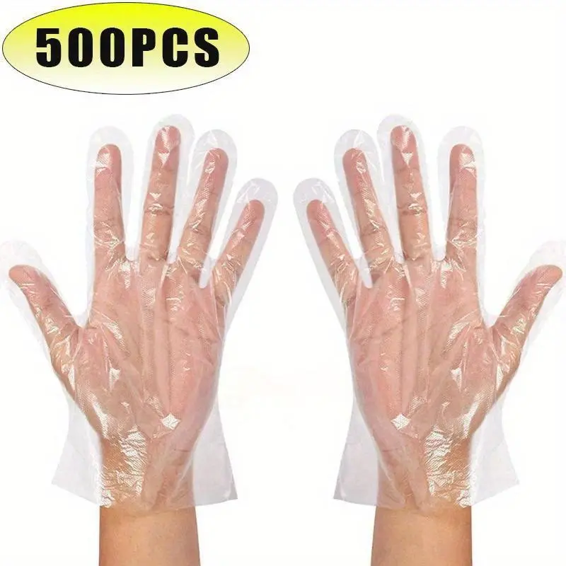 Disposable Clear Gloves, 100/300/500pcs Disposable Gloves, Household Cleaning Gloves, Kitchen Cleaning Supplies