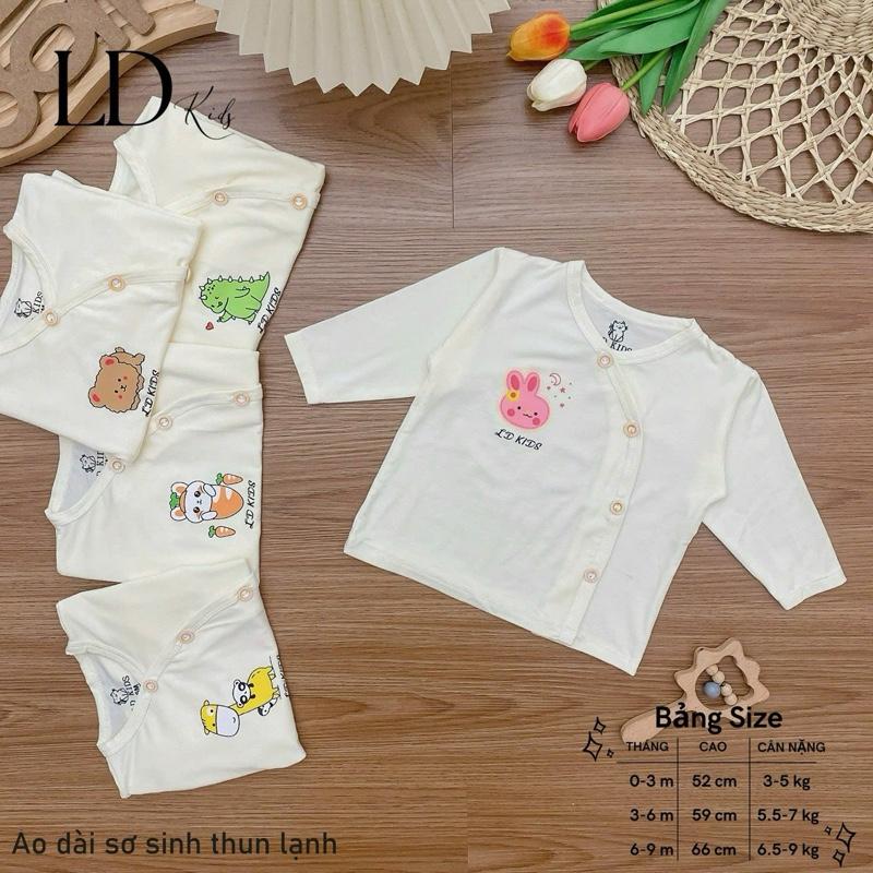 Áo tay dài sơ sinh ngà cúc chéo thun lạnh peptit cho bé 6-9kg 4