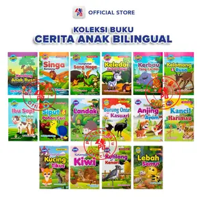 Buku Cerita Anak Bergambar Buku Dongeng Anak Cerita Binatang Lengkap Bilingual Full Colour : Petualangan Anjing Dan Ayam / Burung Onta Dan Kasuari / Landak Yang Kesepian / Kutilang Dan Kenari / Kancil Melawan Harimau / Lebah Dan Semut / Kucing Dan Tikus