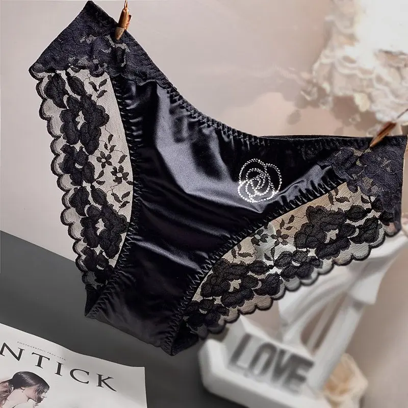 Đồ Lót Ren, Lối Vào Kiểu Pháp Lux, Dành Cho Nữ, Lụa Satin Mượt Mà, Thời Trang Thoải Mái, Thiết Kế Liền Mạch, Với Đồ Trang Trí Kim Cương, Phong Cách Sexy