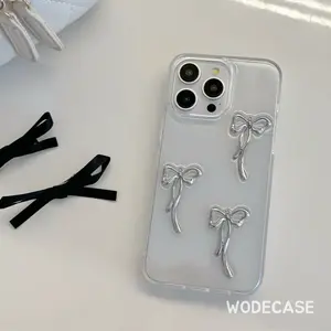 Bow Glitter Case untuk Iphone 11-15 Pro Max