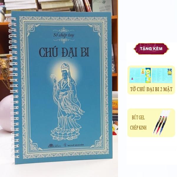 Sách - Tập Chép Kinh Chú Đại Bi In Chữ Mờ Kiểu Lò Xo - Bìa Cứng Tặng Kèm 1 Cây Bút + Tờ Chú Đại Bi - Sáng Tạo Trẻ