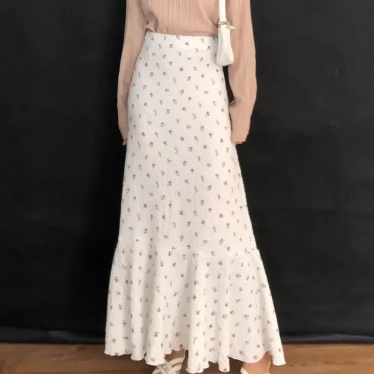 HL Flowers Skirt Cringkle-Rok Korean Style Realpict Rok Bunga Panjang 5