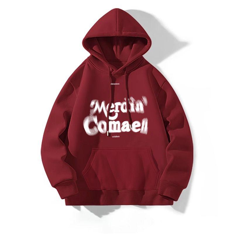 Áo Hoodie In Màu Đỏ Rượu Vang Phong Cách Hàn Quốc, Nặng 500G, Thiết Kế Đơn Giản, Đệm Nhung, Áo Dày, Thời Trang, Thích Hợp Cho Mùa Thu Và Mùa Đông, Hàng Mới Về Năm 2024 6