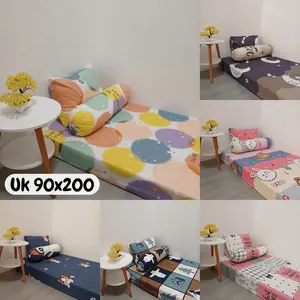 Sprei SET Sudut Karet Aesthetic Ukuran 90x200 No 4 Single Homemade Tinggi 15-20cm free Sarung Bantal Guling Tali bahan kain Katun