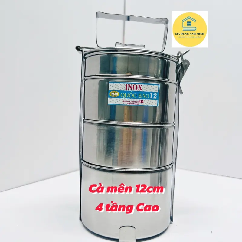 Cà Mên, cặp lồng - Inox không rỉ, ngăn cao có quai xách ( chính hãng loại 1) 3