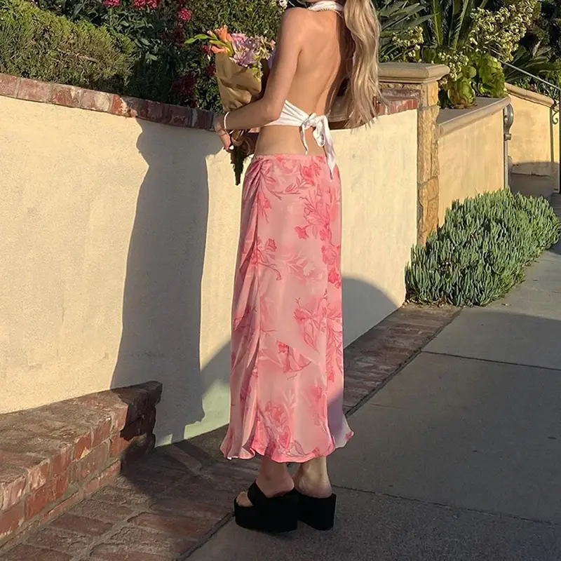 ubBM0-Women y2k Skirt Fairy Grunge Floral Straight Loose Slimming Low Waist Summer Long Skirt