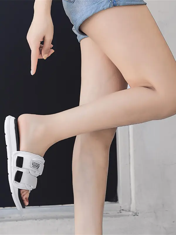 Summer 2024 Women's Fashionable Non-slip Slides, 1 Pair Casual Wide Band Design Slippers for Summer, Beach, Daily Wear, Breathable Comfortable Sports Running Shoes Perfect for Students and Outdoor 3