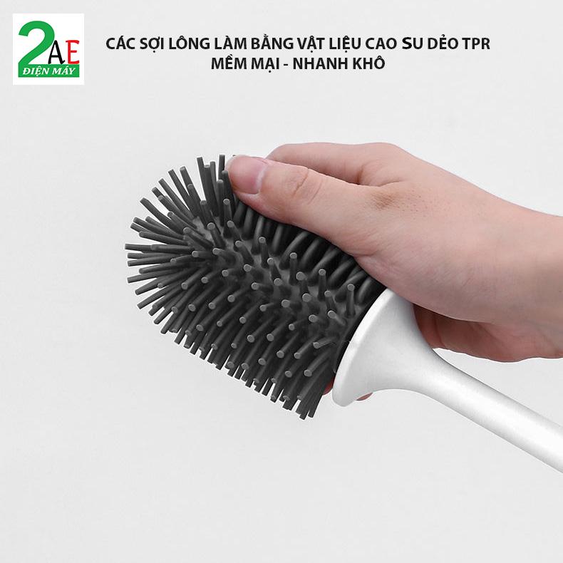 Cọ bồn cầu cao cấp kèm ống cắm Toilet Cao Su nhựa bền chổi tròn 2
