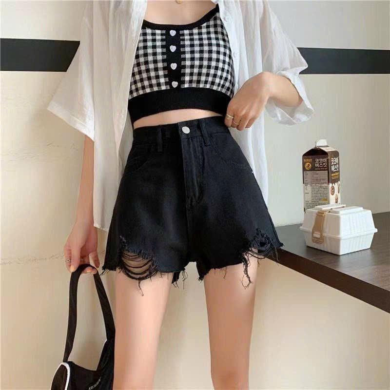 TIENSTYLE - Quần Short Jean Nữ Rách Hai Bên Lai Tua 4 màu đẹp Size S-2XL Quần đùi bò Chất Jean Denim cotton không giãn Đồ Noel Bigsize Nữ Quần Áo Tết Nữ