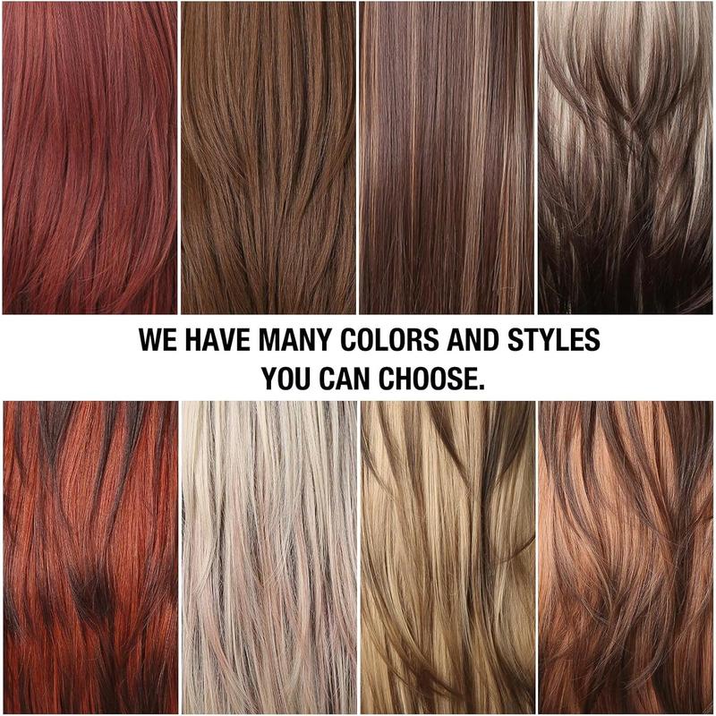 Local shipping-testar Long Ombre Pink Black Wigs For Black Women Straight Pink Brown Wigs With Thick Bangs Cosplay Wigs Colorful Wigs Synthetic Layered Hair Wigs For Daily Use 6