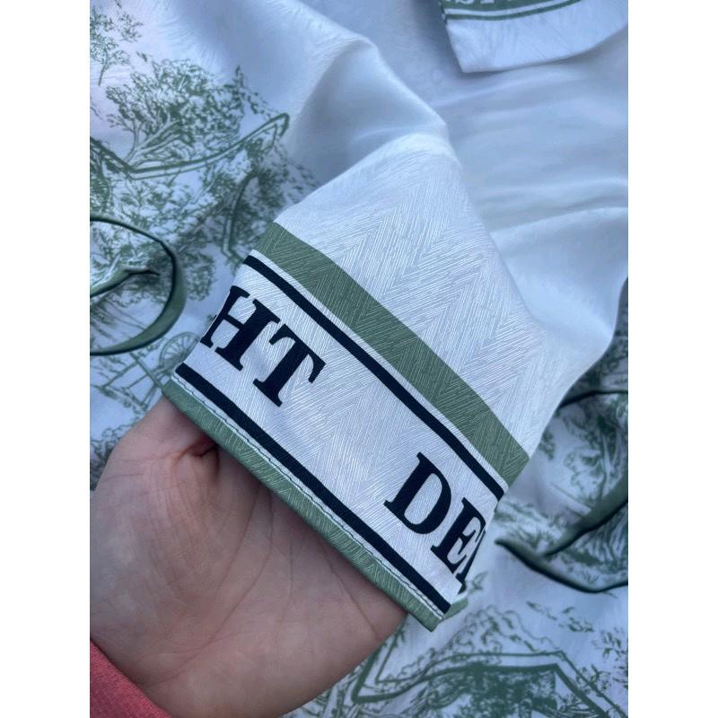 Pijama lụa tơ xước ánh kim cao cấp tay dài màu hồng kẹo ngọt chữ del - Pizama lụa tay dài Kim Tuyến 5
