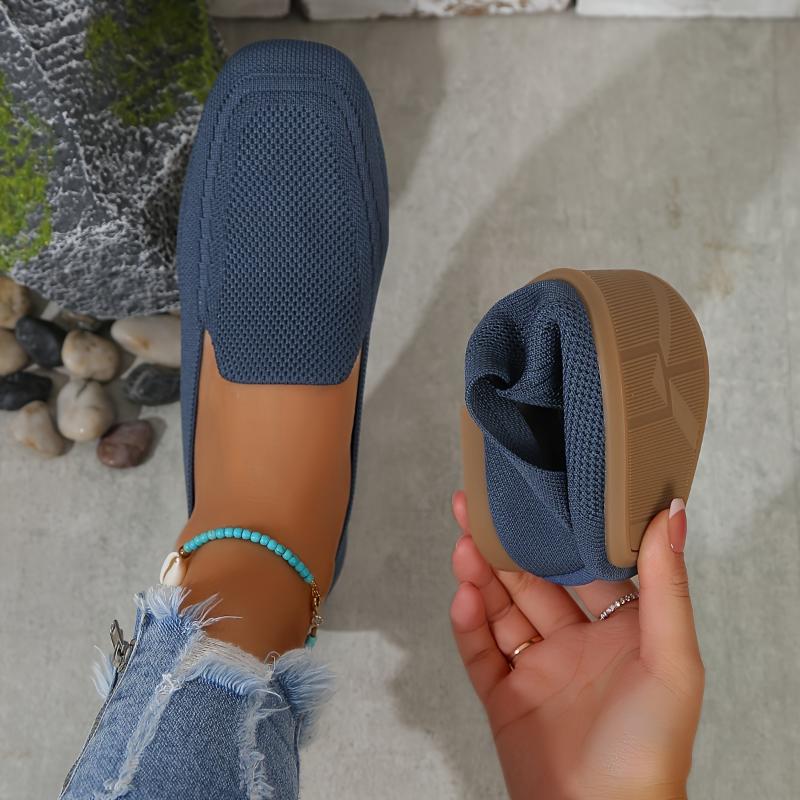 Women's flat shoes with one strap, breathable square head large size wide foot shoes, casual and light walking shoes for all seasons 5