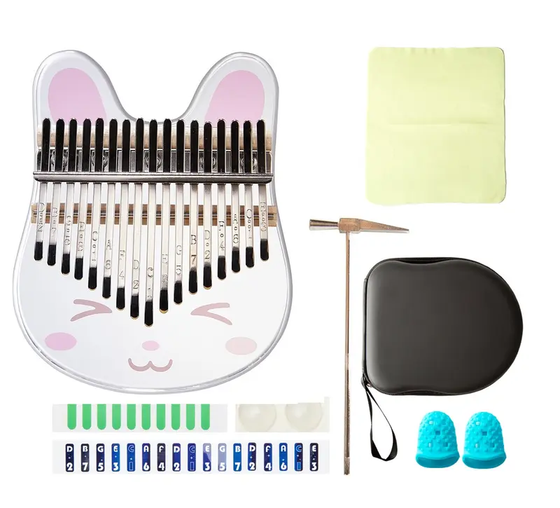 Đàn kalimba pha lê trong suốt hình thỏ hồng siêu iu- Tặng quà 6 món Đồ Chơi Toy Phát Nhạc Loa 3