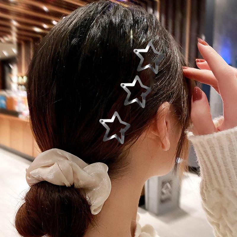Product Introduction of Cute Elegant Hairpin No Slip Sparking Star Metal Fashion Hair Hairclips Mini Metal Snap Clip Pentagram Hairpin 29