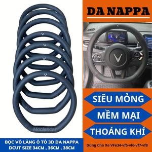 Bọc Vô Lăng Ô Tô VINFAST 3D Da Nappa Dcut Size 34,36,38cm Cao Cấp , Siêu Mỏng Và Thoáng Dùng Cho Xe VFe34-vf5-vf6-vf7-vf8