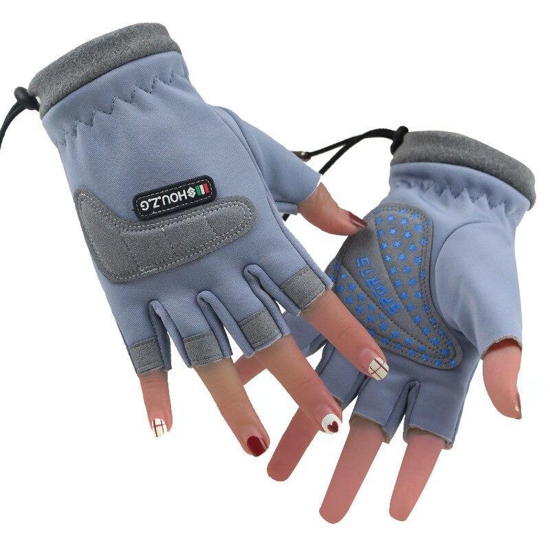 Hou Z.G Tali Anak-anak Tetap Hangat Setengah Jari Non-slip Sarung Tangan Bersepeda Roller Skating Sarung Tangan Anak Laki-laki Anak-anak Naik Sarung Tangan Tahan Air 5-12 Tahun