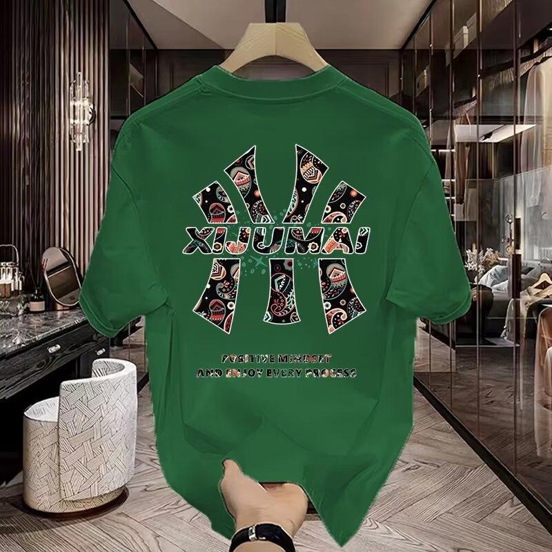 Short sleeved T-shirt men's summer trend round neck printed Korean Version New Half sleeved top 7