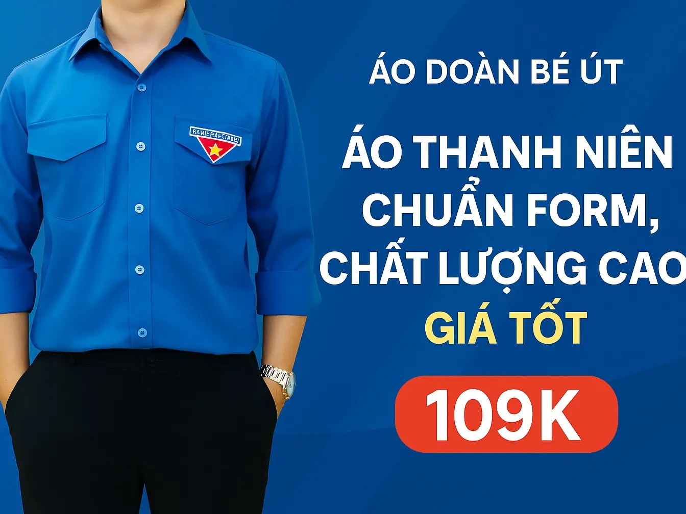 Áo đoàn, beut0302, Áo đoàn thanh niên Sơ Mi, vải tốt may đẹp Nam Menswear Nhung Jean