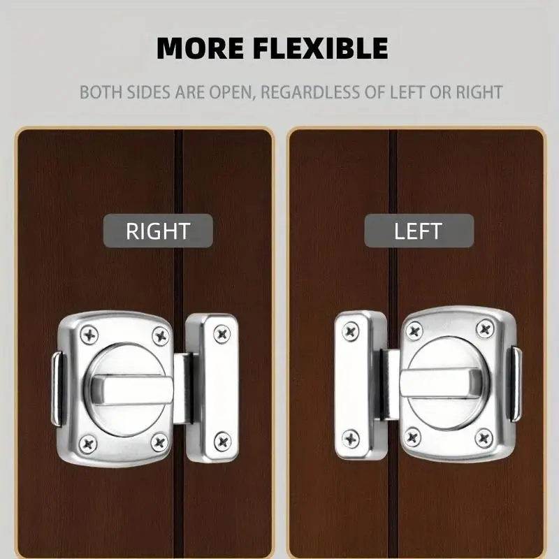Adjustable Backset Stainless Steel Swivel Bolt Door Lock, Push Button Controlled Mechanical Knob Security Solution for Home Protection 5
