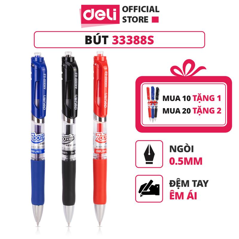 [MUA 10 TẶNG 1] Bút gel bấm ngòi 0.5mm Deli bút bi nước mực nhanh khô phù hợp viết sổ Calligraphy  dành cho văn phòng học sinh nhiều màu
