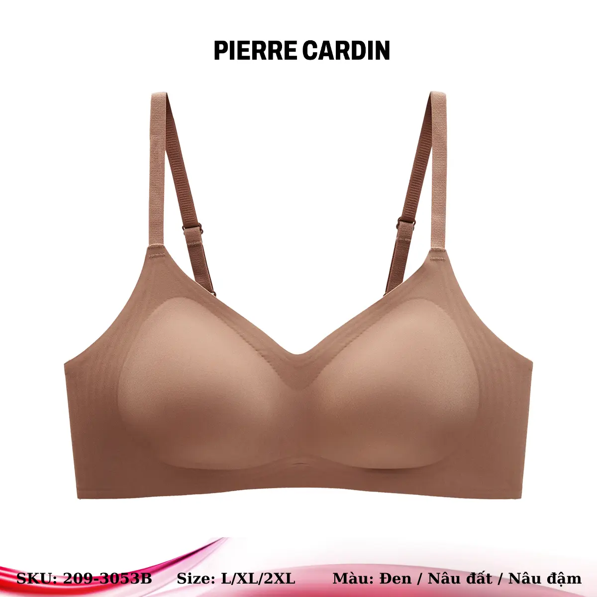 Áo lót nữ 209-3053B nhãn hiệu Pierre Cardin  không gọng, mouse mỏng, cúp xéo, không viền, dây nhỏ  Women