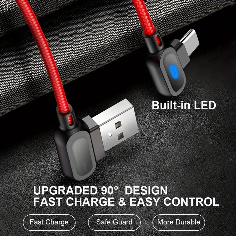 Product Introduction of Double Elbow 90 Degrees 1pc/3pcs/5pcs Mobile Phone Cables Data Transmission Micro USB C Cable For Samsung/Xiaomi/OPPO/VIVO 2