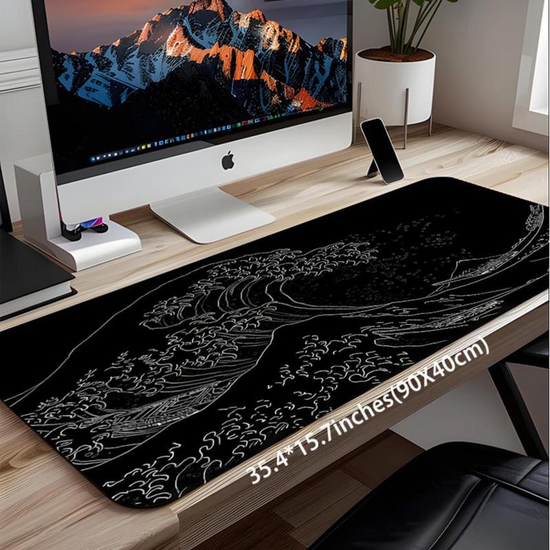 Product Introduction of Japanese Waves Sea Pattern Mouse Pad, Large Gaming Mouse Pad, Aesthetic Desktop Decoration Protective Pad, Multi-size Mousepad Suitable for Laptop, Desktop Computer Games 6