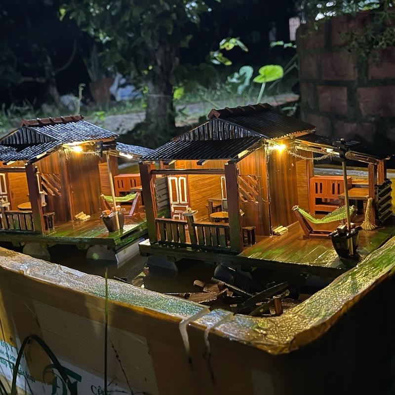 Tiểu cảnh mô hình nhà miền tây nam bộ (có đèn,không để mưa) Decor Decor Phòng 3