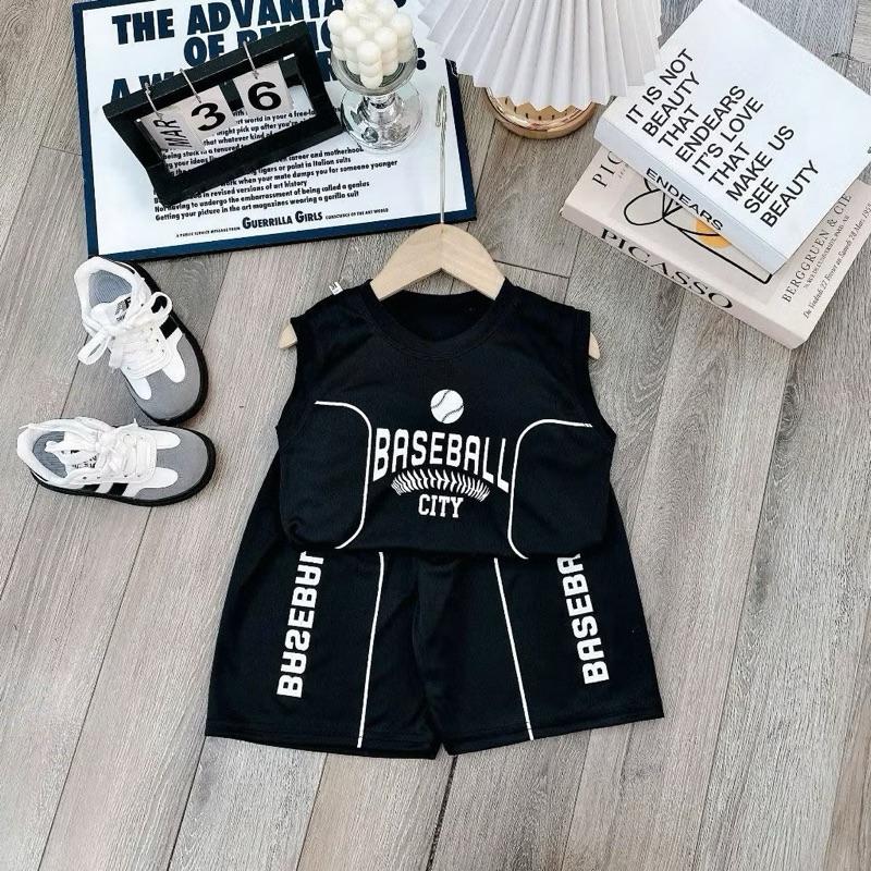￼Set bộ quần áo ba lỗ mùa hè dành cho bé trai 14-52kg baseball bóng rổ Chất liệu co dãn thoáng mát 2