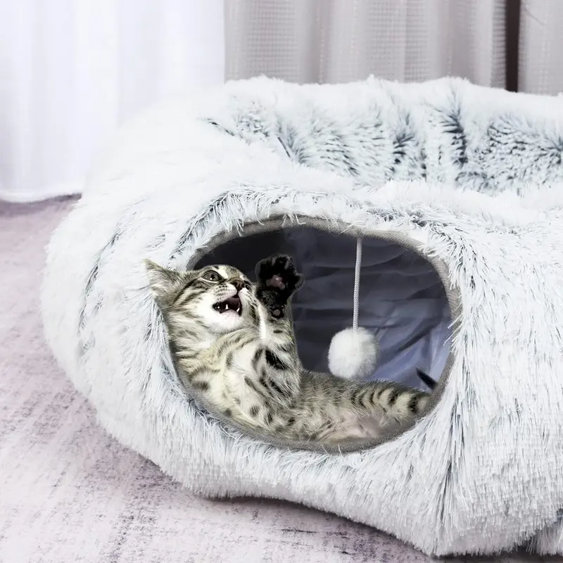 Foldable Cat Tunnel, 1 Count Portable Long Plush Cat Nest, Cat Tunnel Toy, Pet Supplies for Indoor Outdoor Use 5